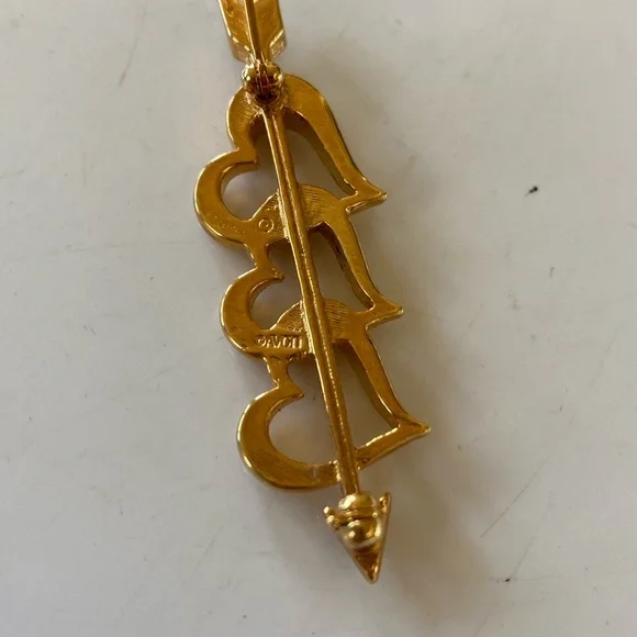 Vintage Avon Rhinestone Triple Heart Arrow Brooch - Pin - Picture 4 of 5